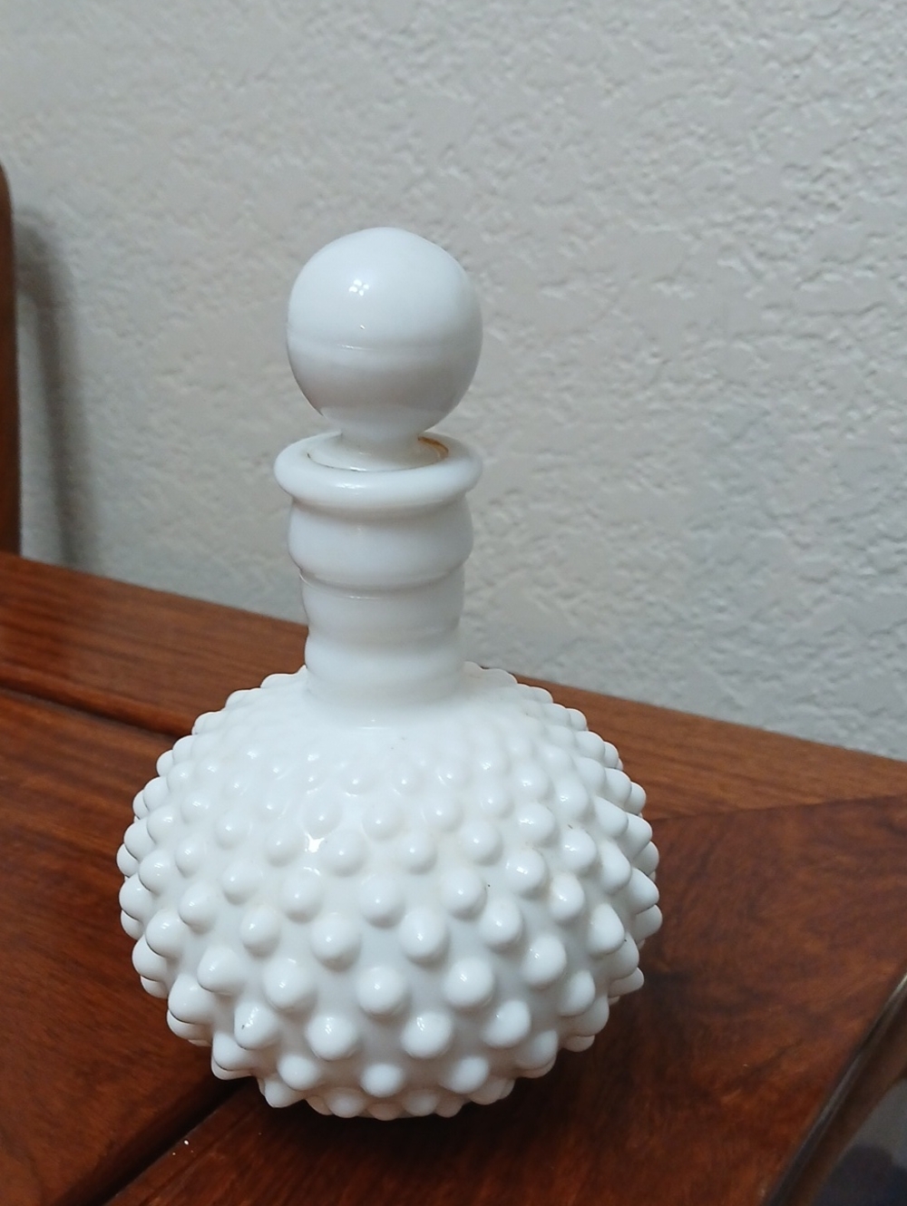 White Hobnail Glass Decorative Bottle - Home Art